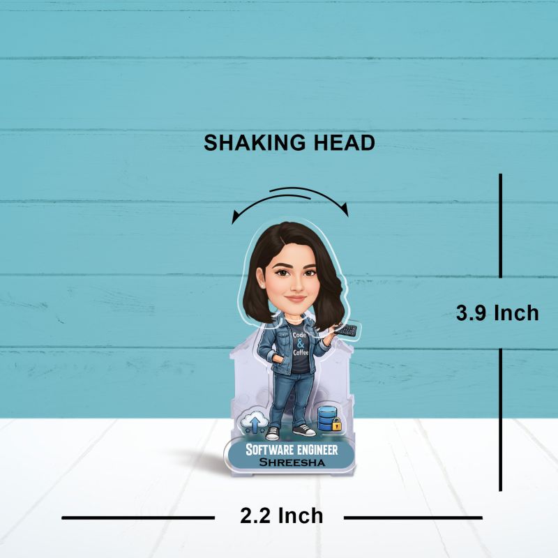 Personalized Software Engineer Bobblehead Caricature  Custom with Name Battery Powered Shaking Head Feature  Unique IT Professional Desk Decor & Office Gift for Coders & Developers